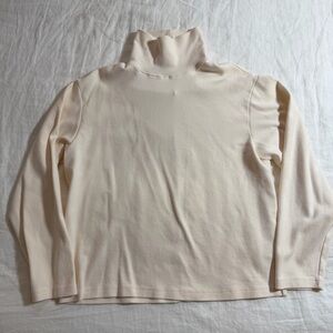 Amomento Elegant Men's Cream Mock Turtleneck Drop Shoulder Korean Sweater